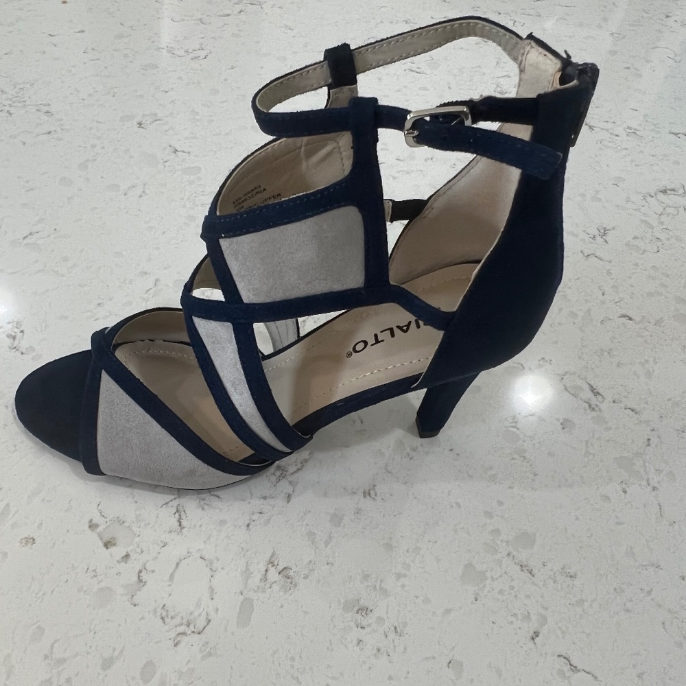 Grey and Navy Blue Heels